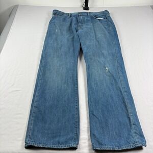 Polo Ralph Lauren Jeans Men 36x32 Blue Vintage 067 Straight Leg Distressed Denim